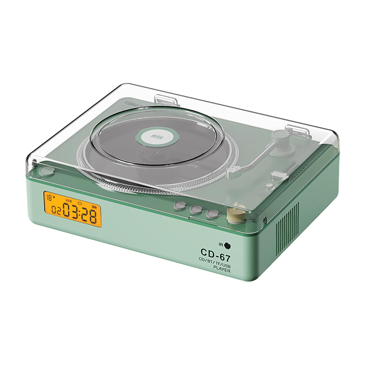 TOMASHI CD-67 green retro design adds vintage charm to any room while delivering clear sound.