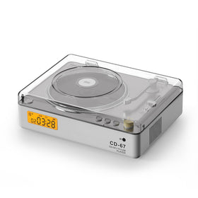 Tomashi CD67 White front view highlights retro design for stylish home listening