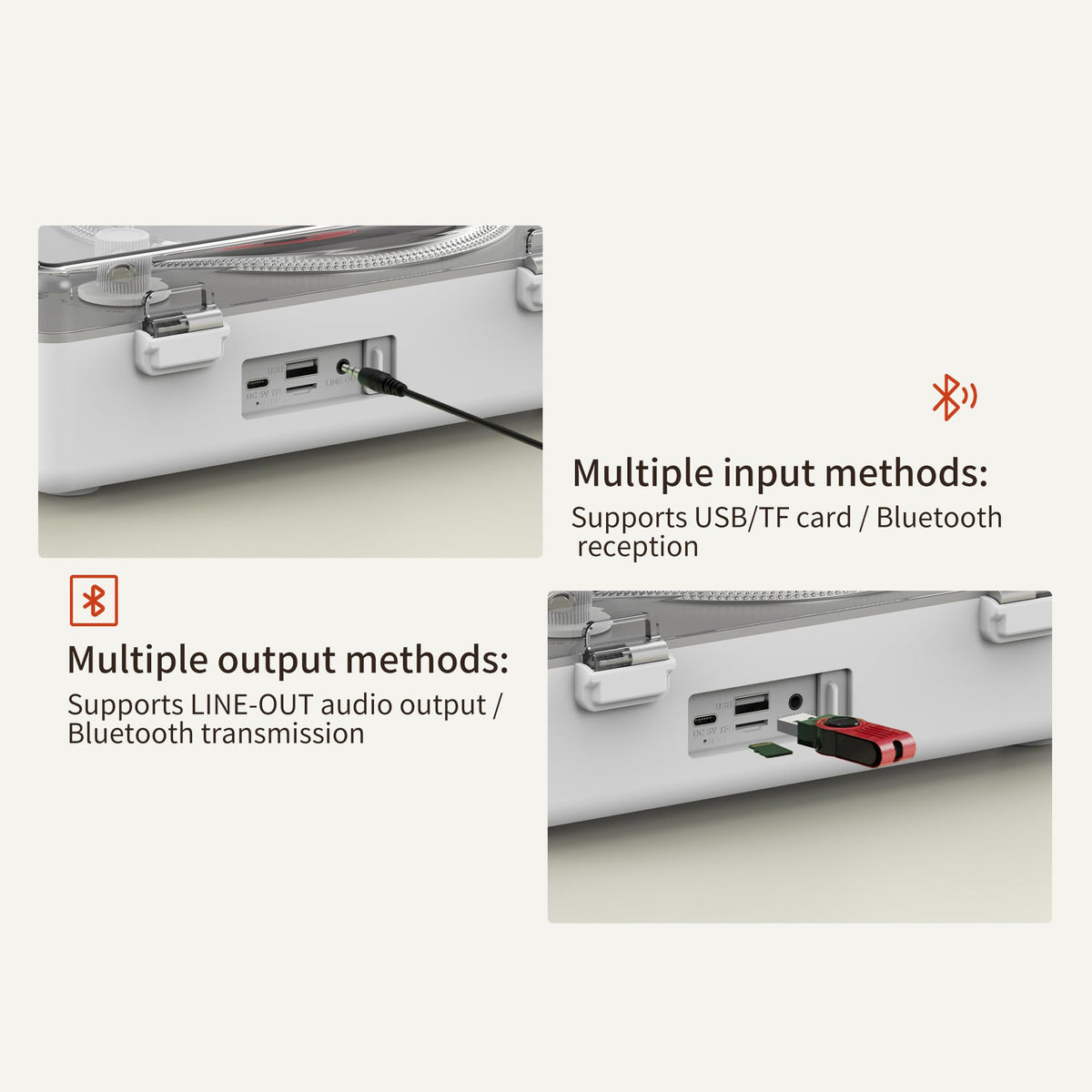 Tomashi CD67 White USB and Micro SD ports support direct playback