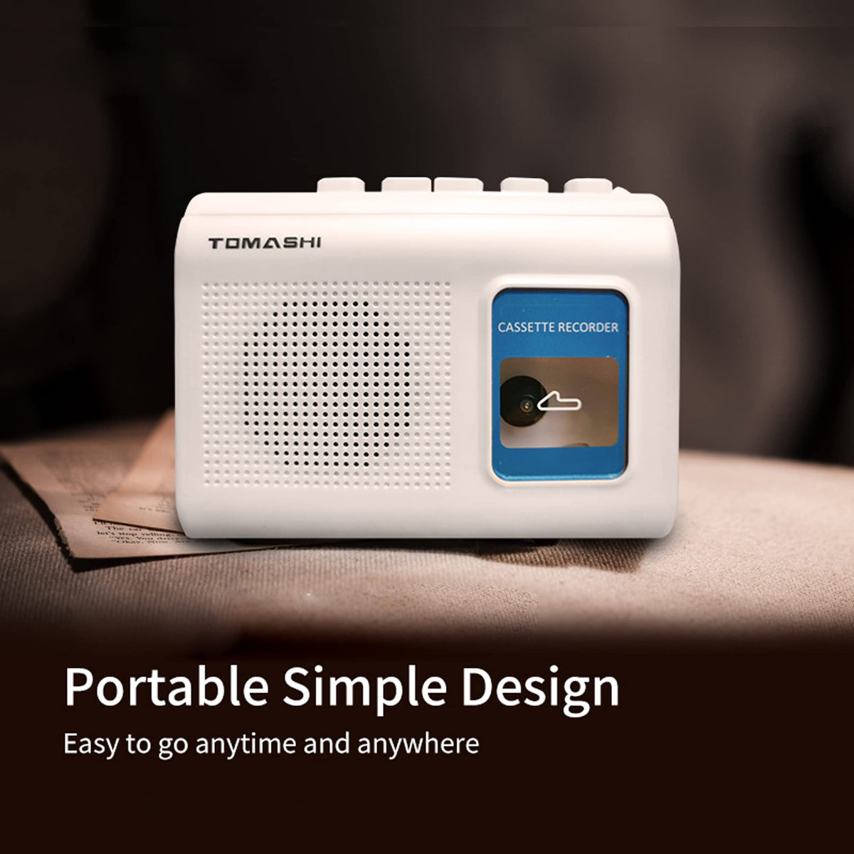TOMASHI portable cassette player back view showing slim profile