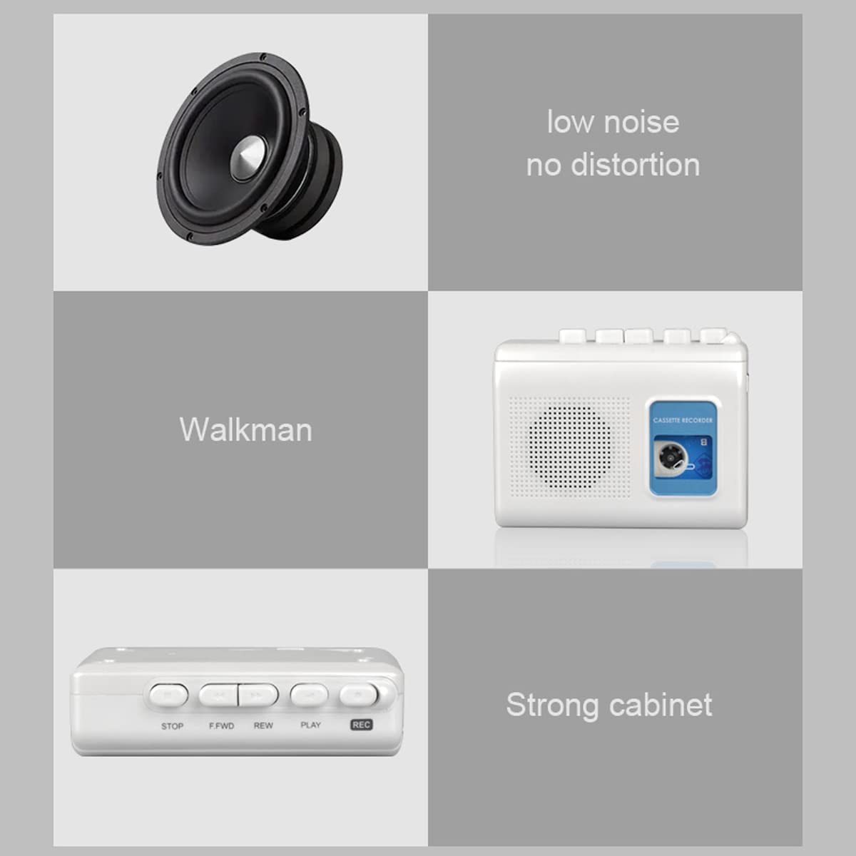 TOMASHI portable cassette player with headphones for private listening