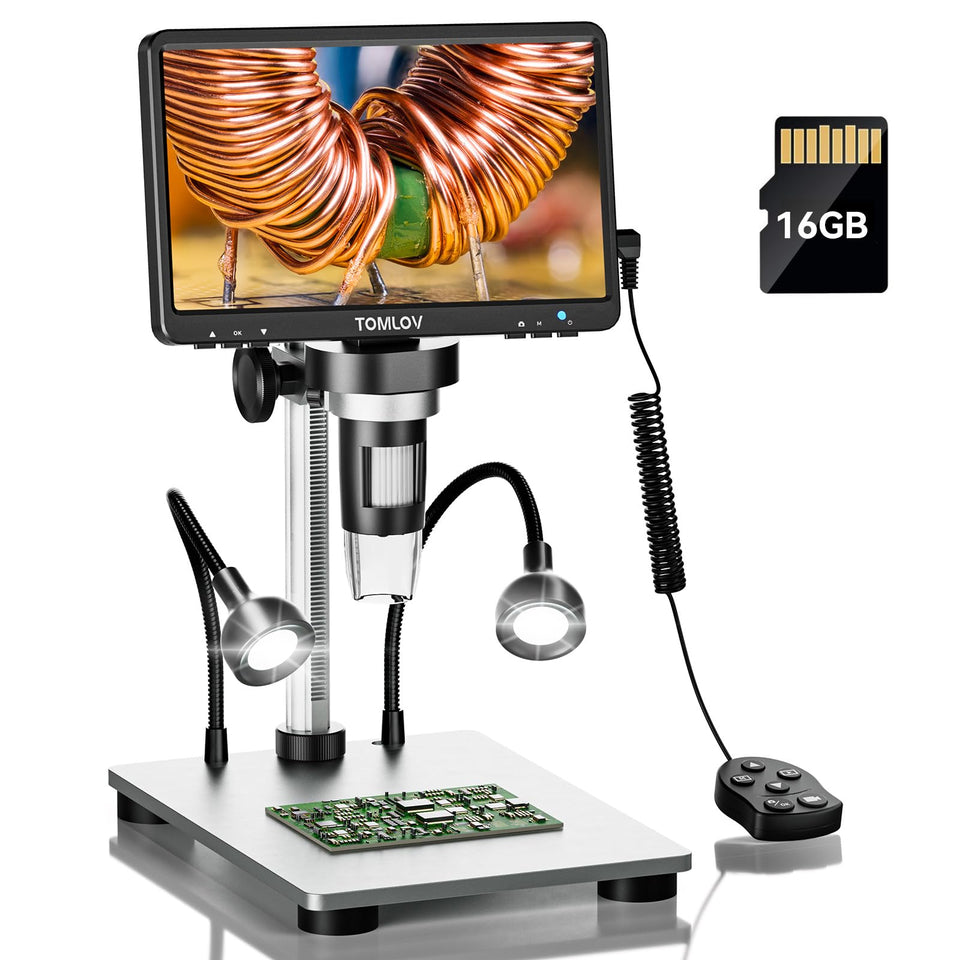 TOMLOV DM9 7-inch LCD screen view for crisp, detailed coin inspection.