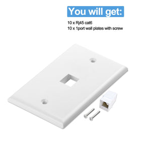 TOMODER 10-pack includes wall plates and screws for quick, organized setups