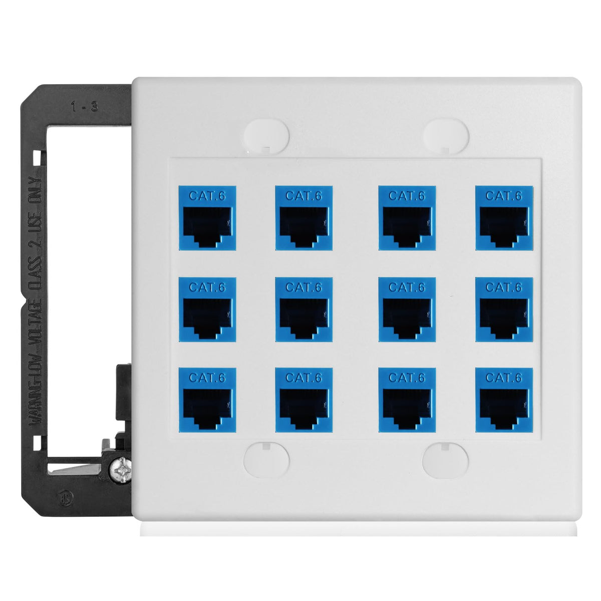 TOMODER 12-port Cat6 blue wall plate with RJ45 keystone jack for clean network wiring.