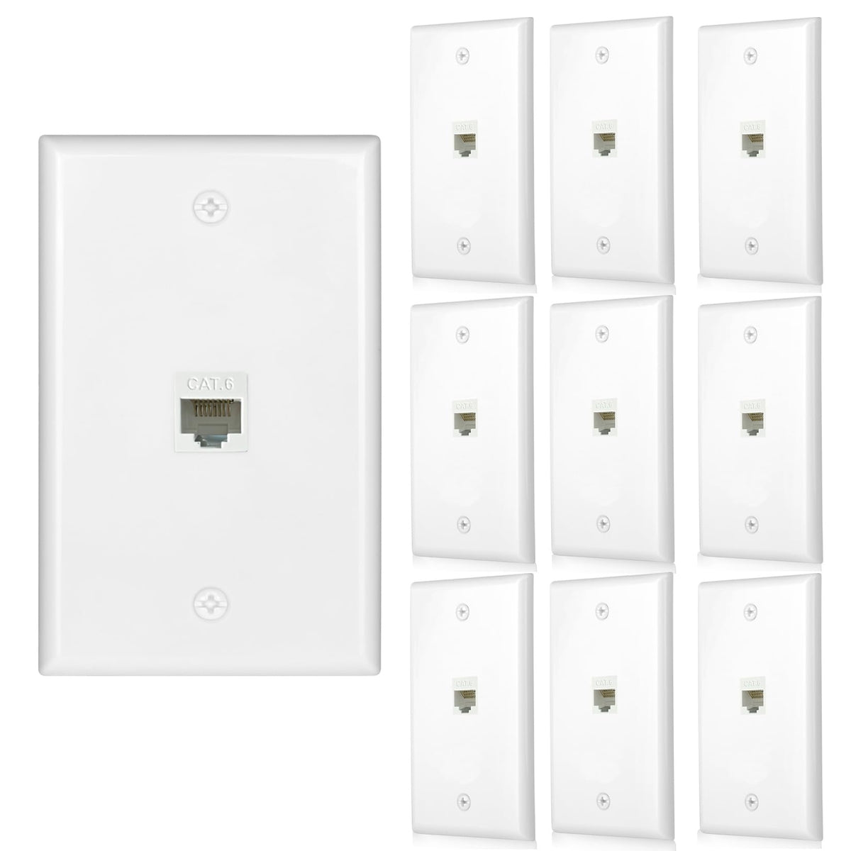TOMODER Ethernet wall outlet front view with Cat6 plate for quick network setup