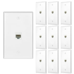 TOMODER Ethernet wall outlet front view with Cat6 plate for quick network setup
