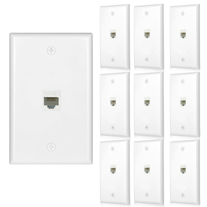TOMODER Ethernet wall outlet front view with Cat6 plate for quick network setup