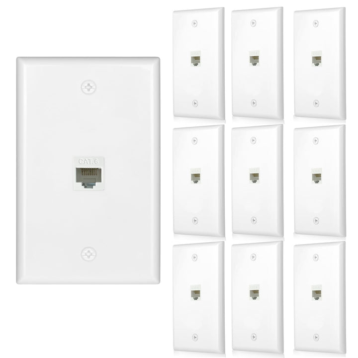 TOMODER Ethernet wall outlet front view with Cat6 plate for quick network setup