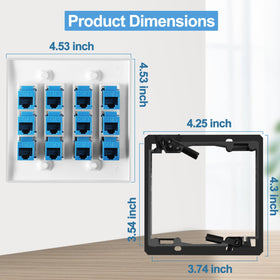 TOMODER RJ45 Cat6 keystone jack on wall plate enables easy one-to-one cabling.