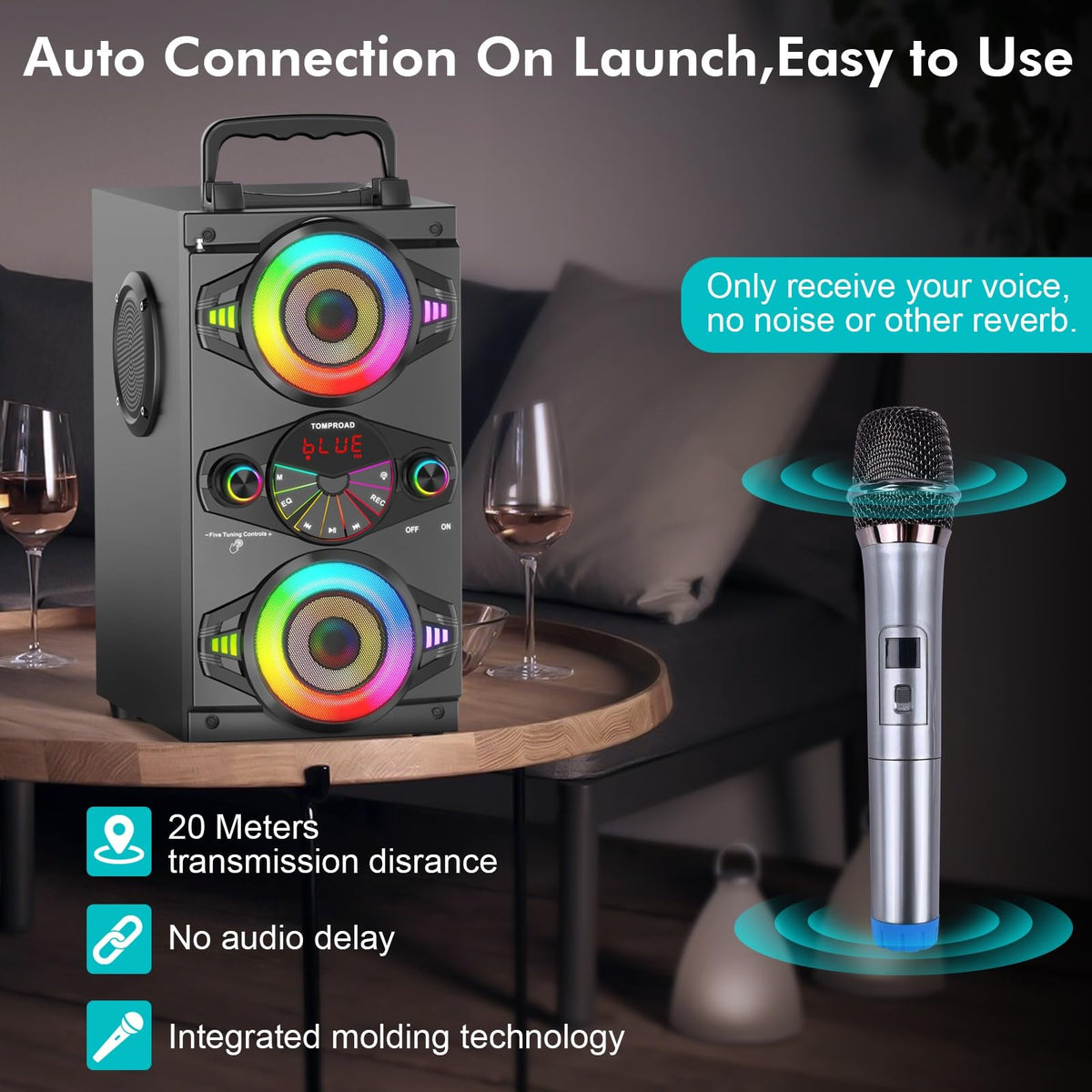 TOMPROAD A52 wireless microphone for karaoke and crowd fun.