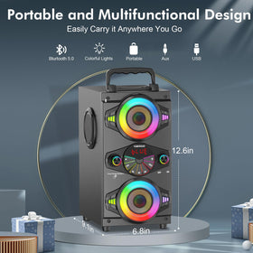 The TOMPROAD outdoor speaker's wooden cabinet delivers richer bass for outdoor gatherings.