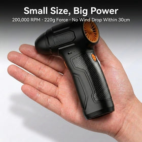Tomzio close-up of broad nozzle and textured grip revealing build detail and precise handling