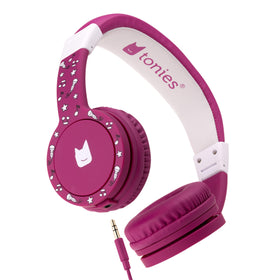 Tonies foldable kids headphones in purple for travel and safe listening.