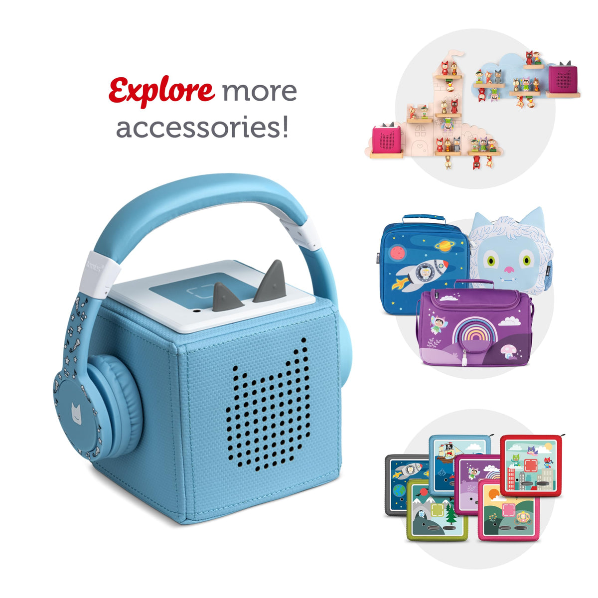 Tonies light blue headphones design complements Toniebox setups