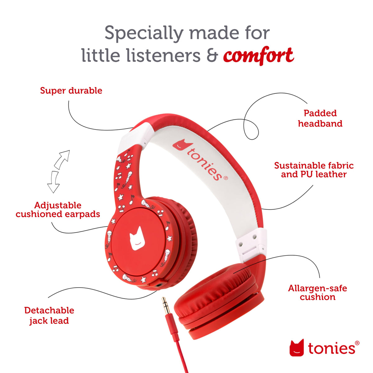 Tonies headphones purple on-ear adjustable headband for kids