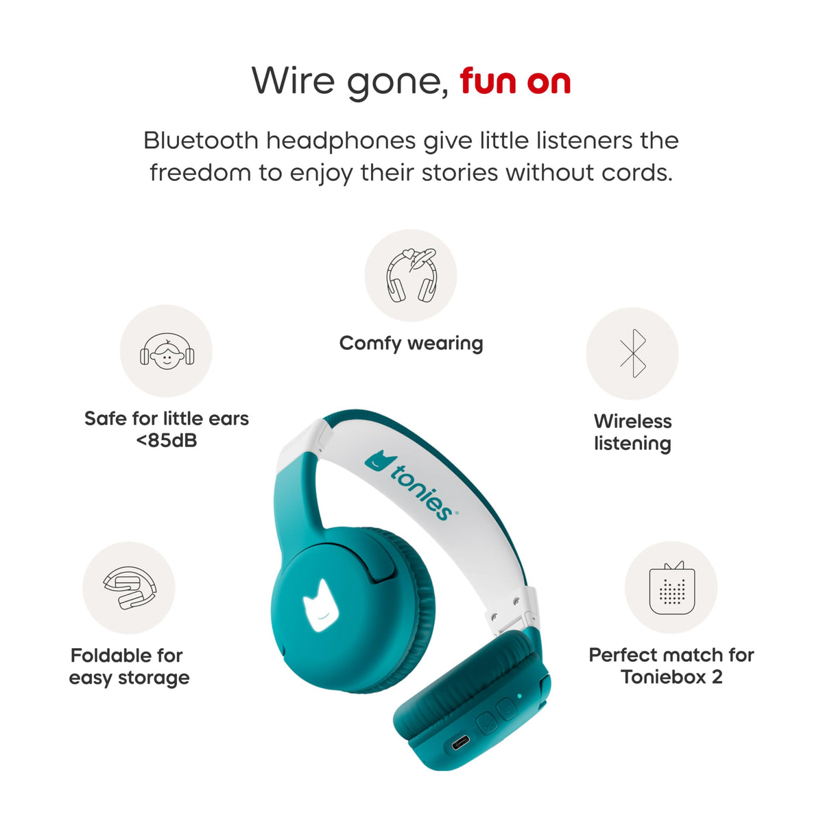 Tonies pairing LED detail indicates NFC/Bluetooth connection and battery status