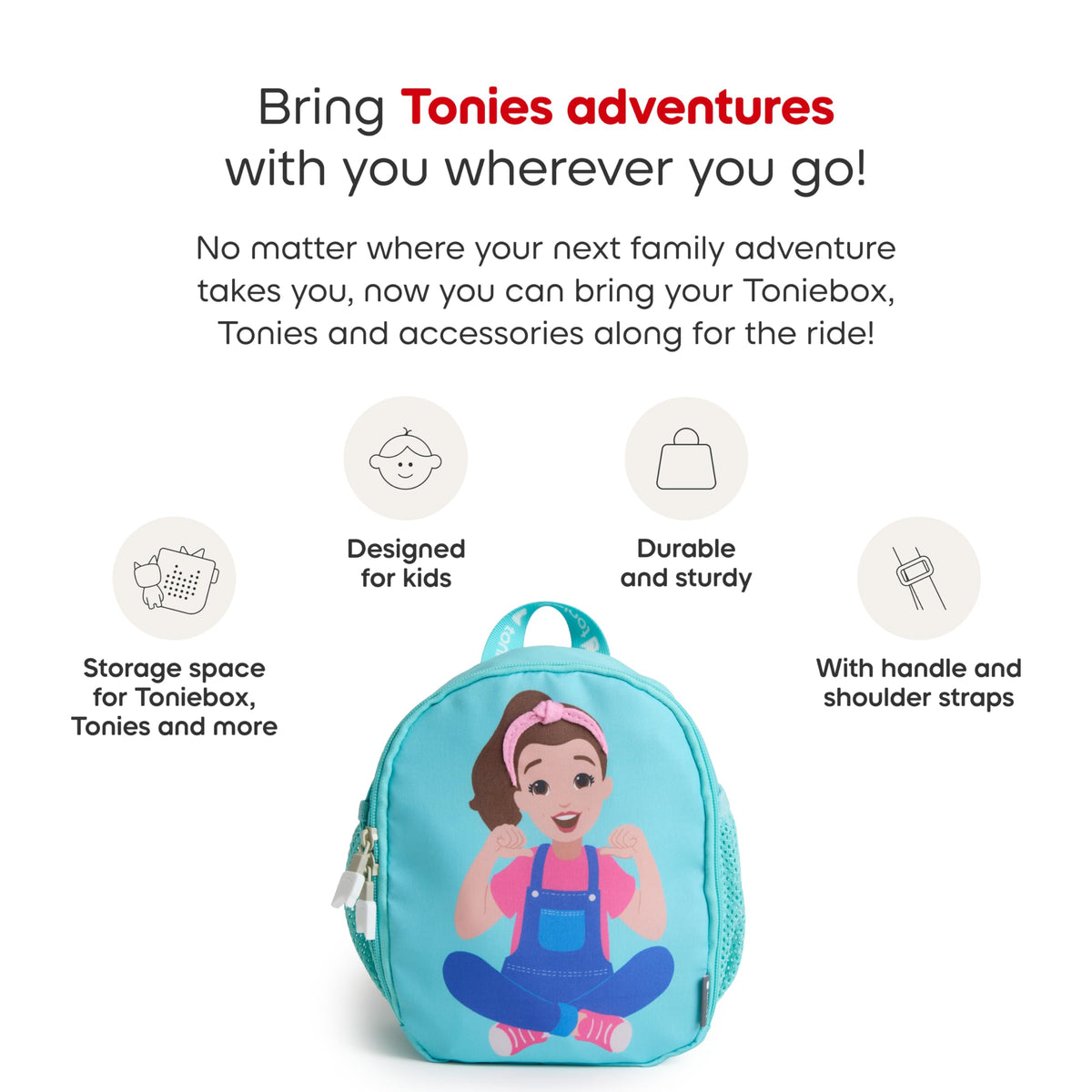 Tonies Ms. Rachel carrying case all-around zipper for easy access to contents