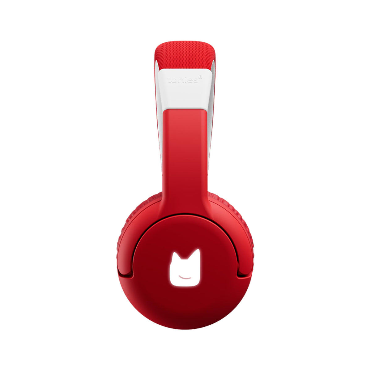 Tonies Sunset Red label close-up showing 85 dB volume limit and clear product info