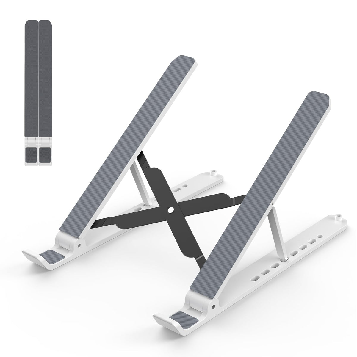 Tonmom adjustable-height laptop stand showing ergonomic viewing angle