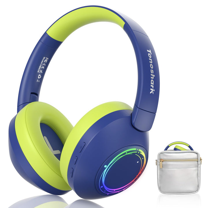 TONOSHARK front view of blue headphones showing playful design and comfort