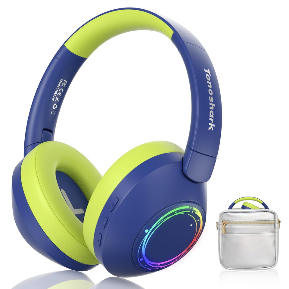 TONOSHARK front view of blue headphones showing playful design and comfort