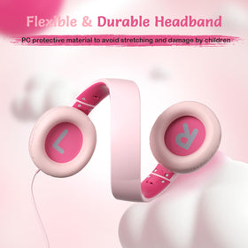 TONOSHARK pink headphones with volume limiter for classroom focus