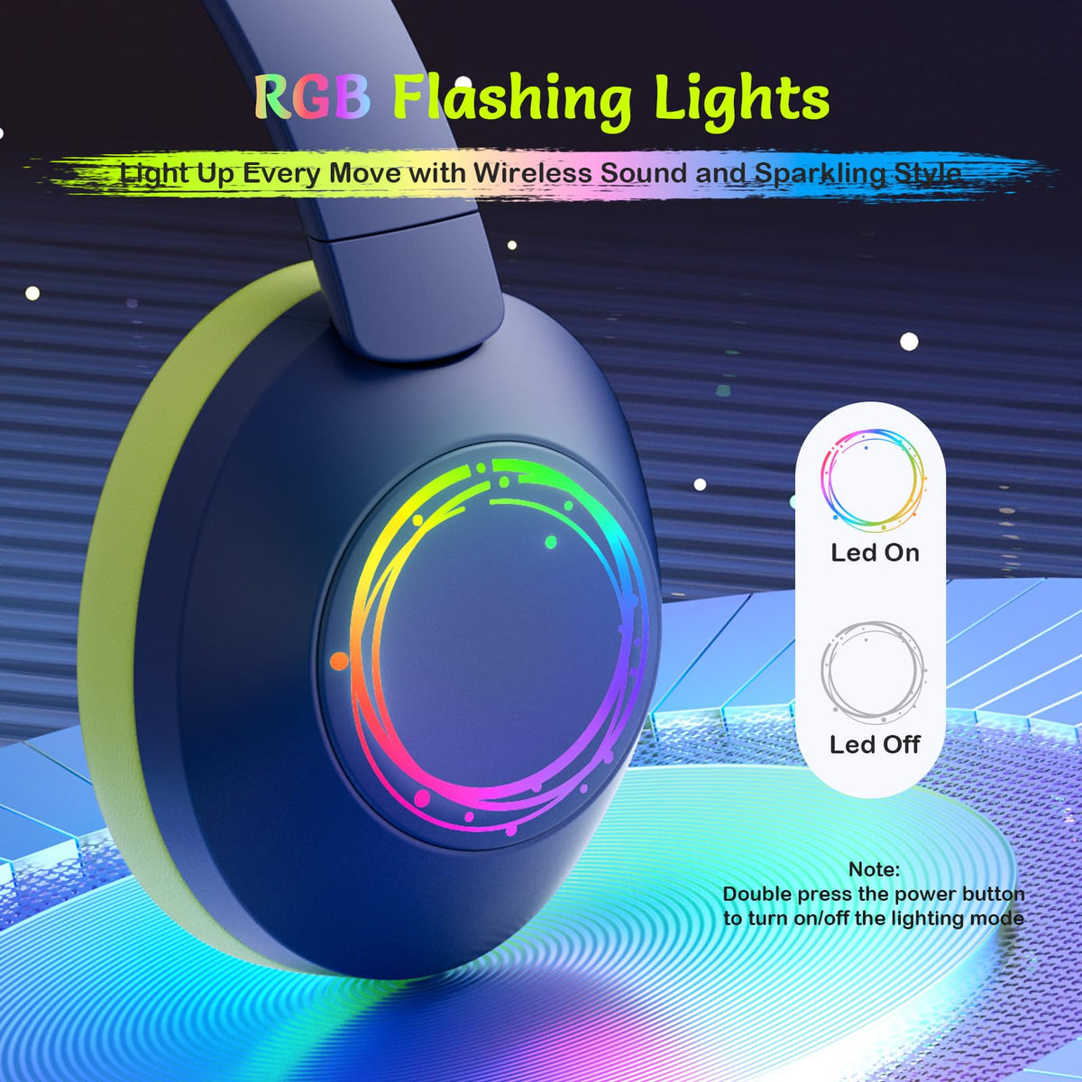 TONOSHARK colorful flowing RGB lights on earcups for fun ambiance