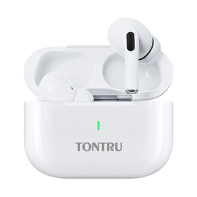 TONTRU wireless earbuds in charging case for rapid USB-C recharge and all-day power.