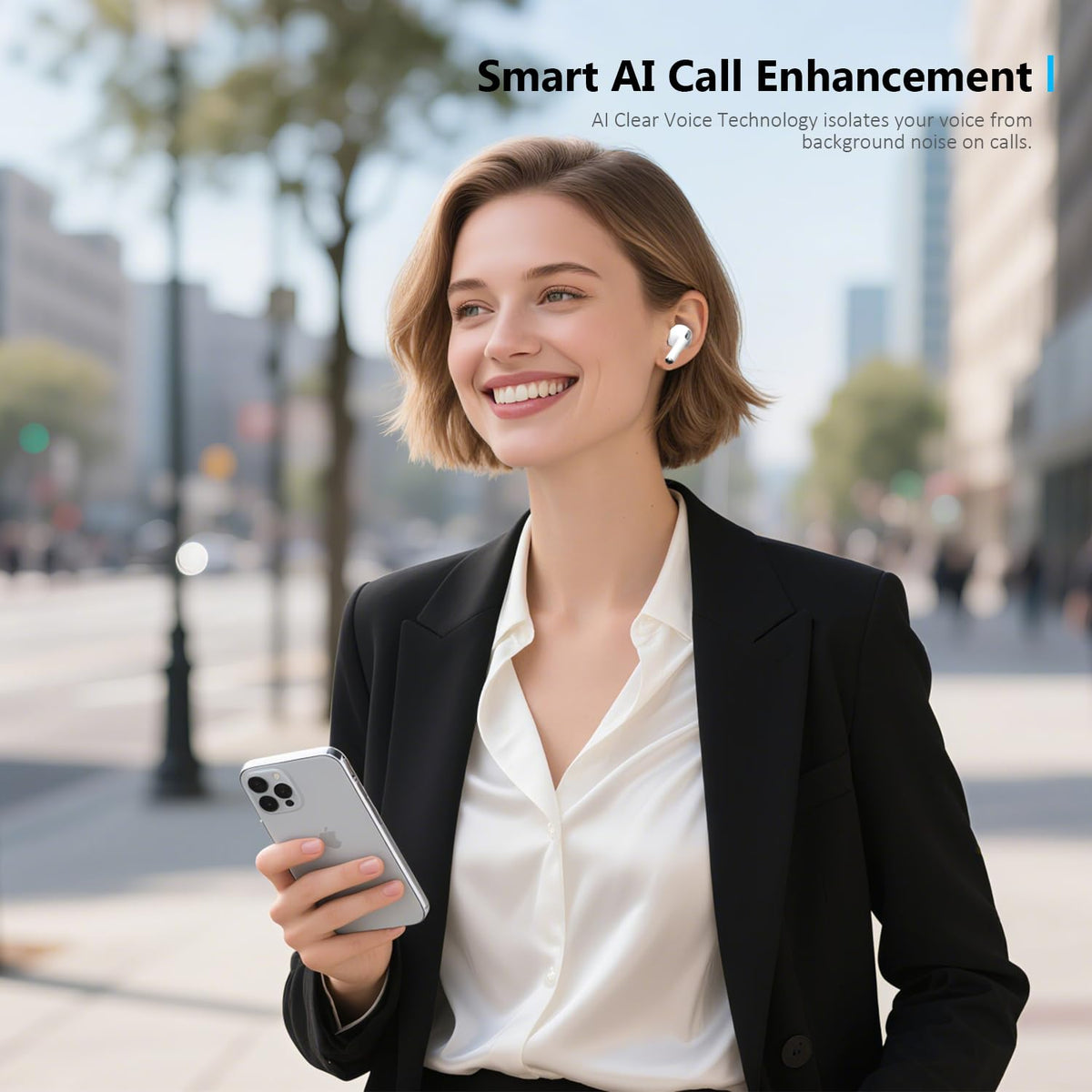 TONTRU wireless headphones AI noise cancellation icon for clearer calls.