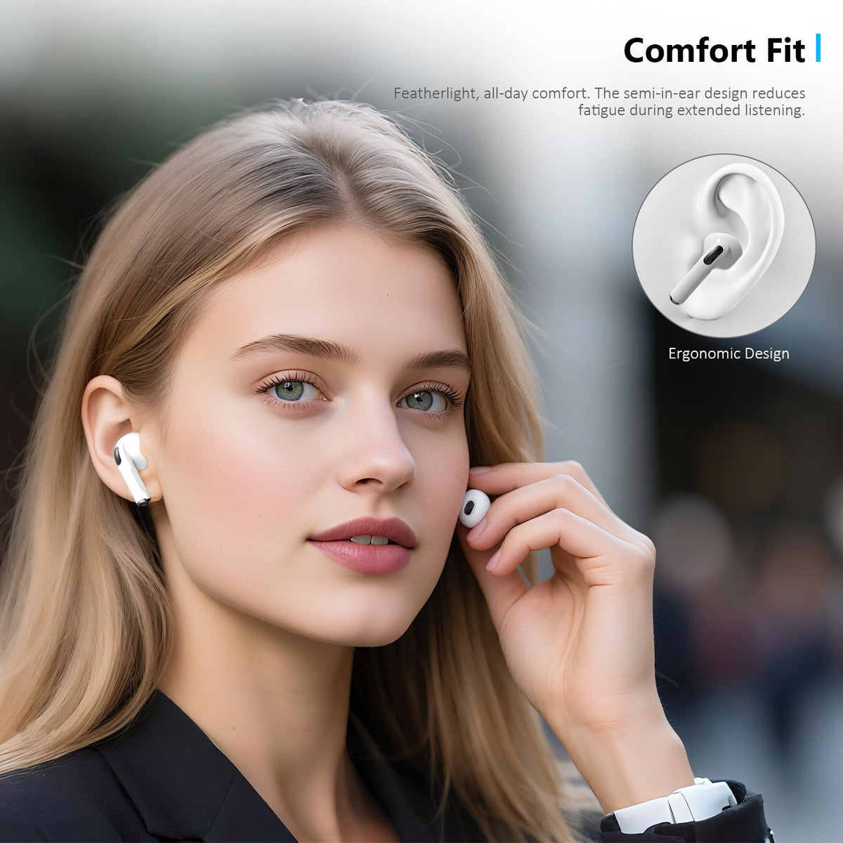 TONTRU wireless headphones USB-C charging port for quick recharge.
