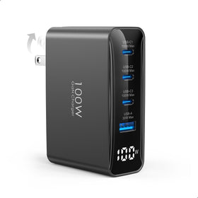 Topadre 100W USB-C charger with LED display showing real-time power