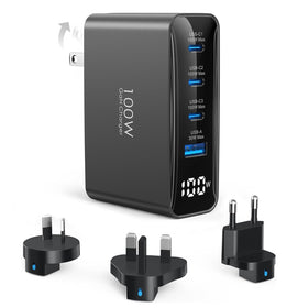 TOPADRE 100W USB-C travel charger folded design for easy packing and global use