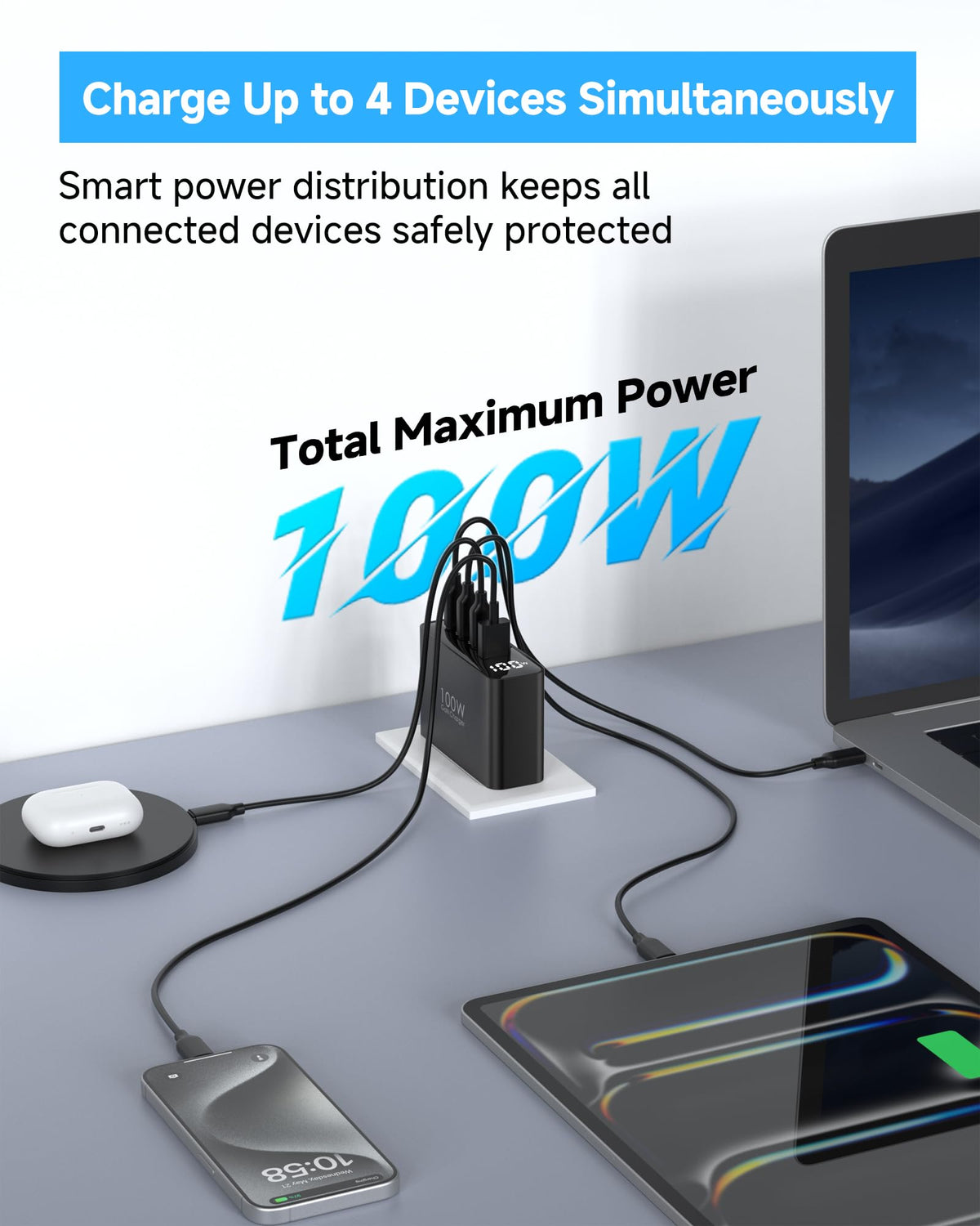 Topadre all-in-one charger powers MacBook, iPhone, iPad and Galaxy together
