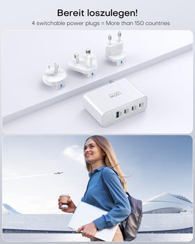 Topadre GaN 4-port charger offers compact, high-speed charging for multiple devices.