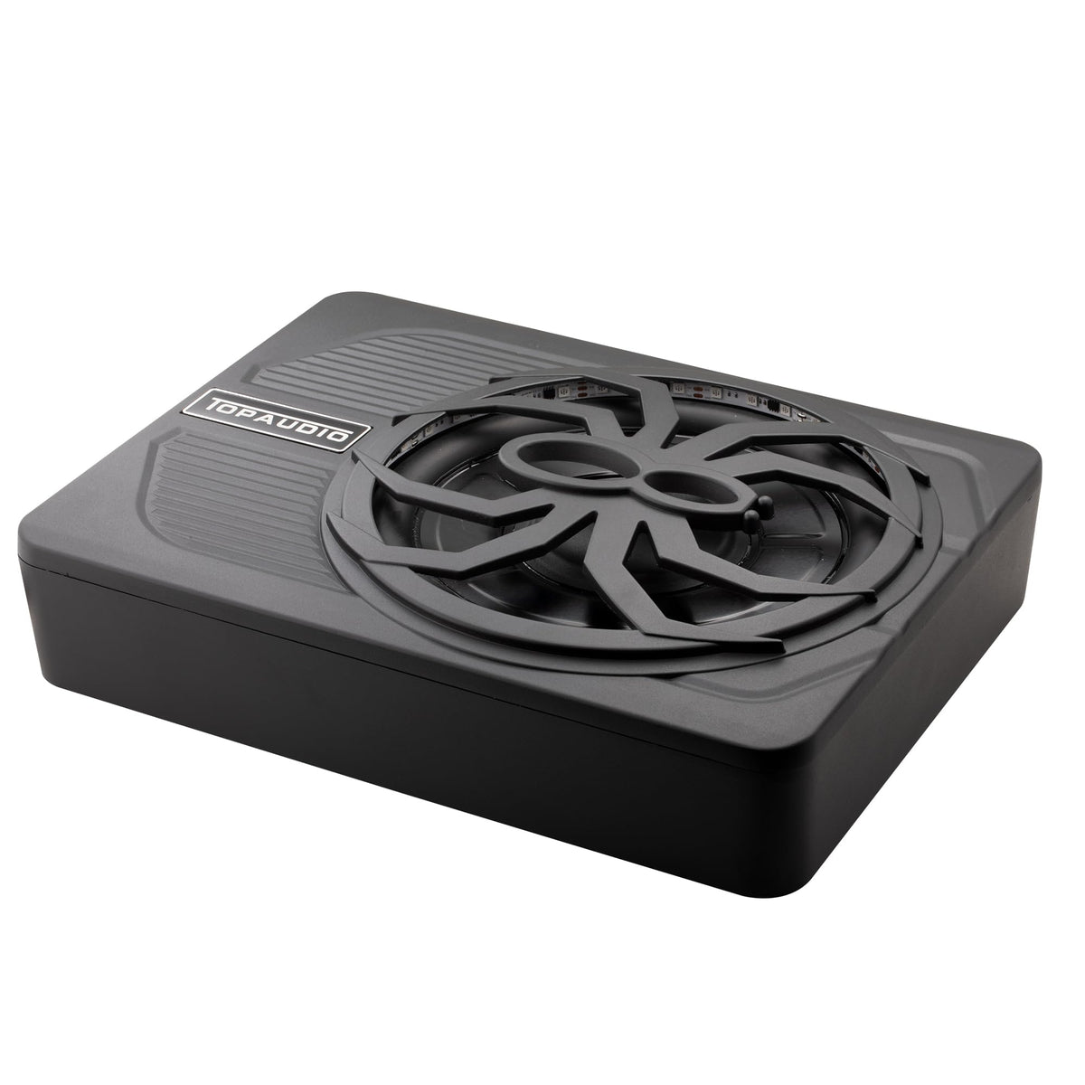 TOPAUDIO side profile highlighting 3-inch low-profile chassis for tight spaces