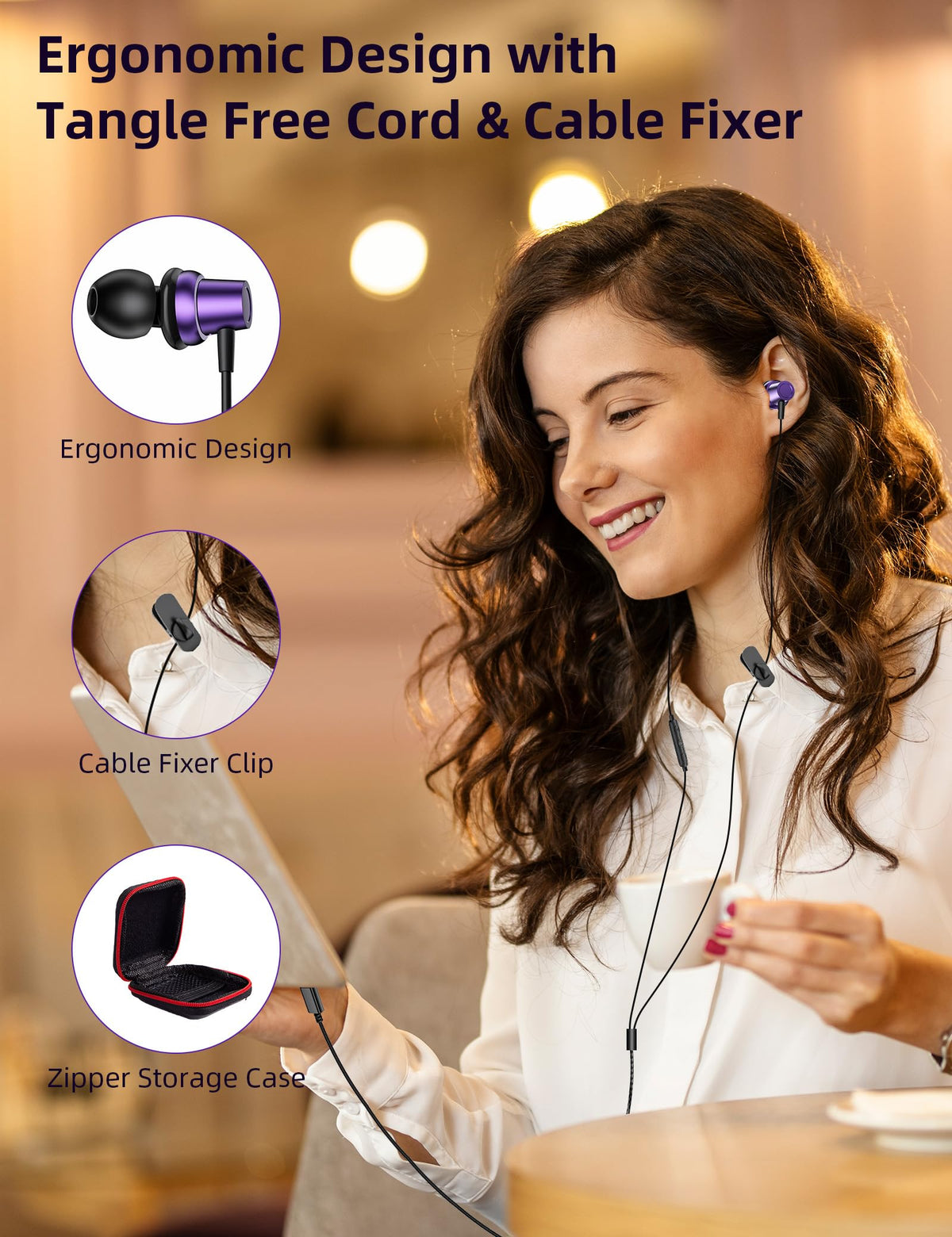 TOPAUX earbuds worn while commuting showing clear audio on the go