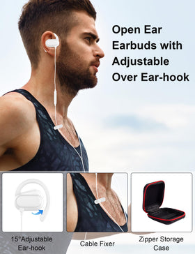 Topaux open-ear design with adjustable hooks shown for comfortable fit