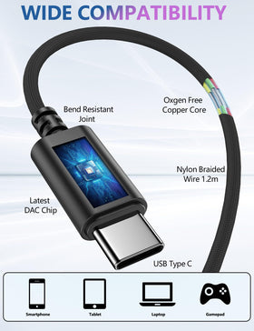 TOPAUX USB-C headphones in premium zipper case for travel protection.