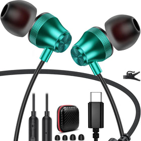 TOPAUX front packaging showing earbuds and USB‑C plug, clear product overview
