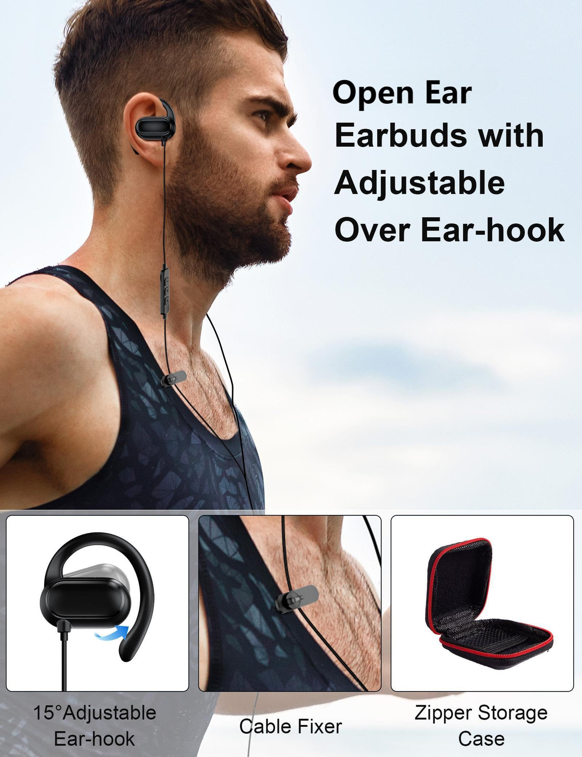 TOPAUX USB-C Open-Ear Headphones ergonomic-hooks adjustable for all ages