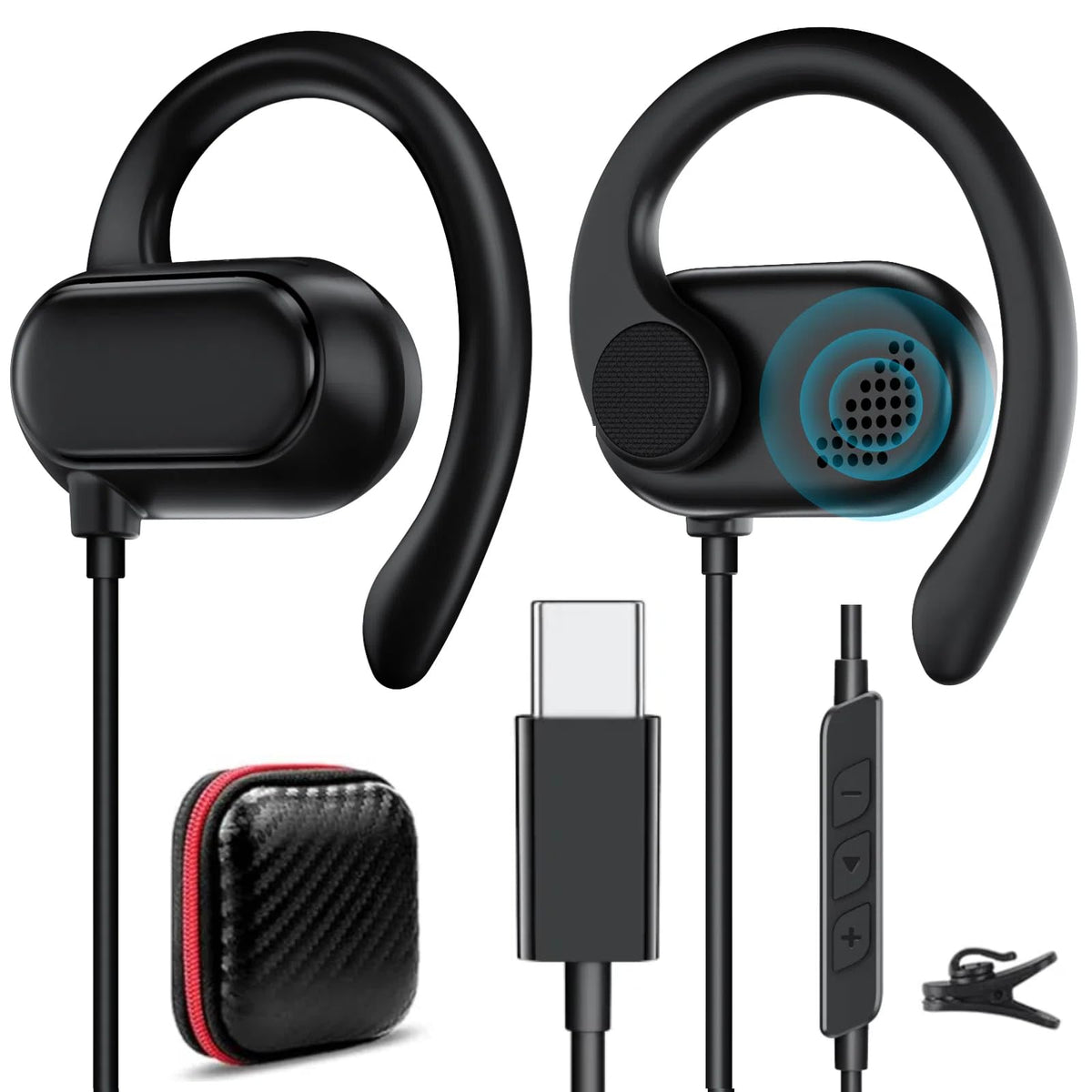 TOPAUX USB-C Open-Ear Headphones front-angle view for comfortable daily listening