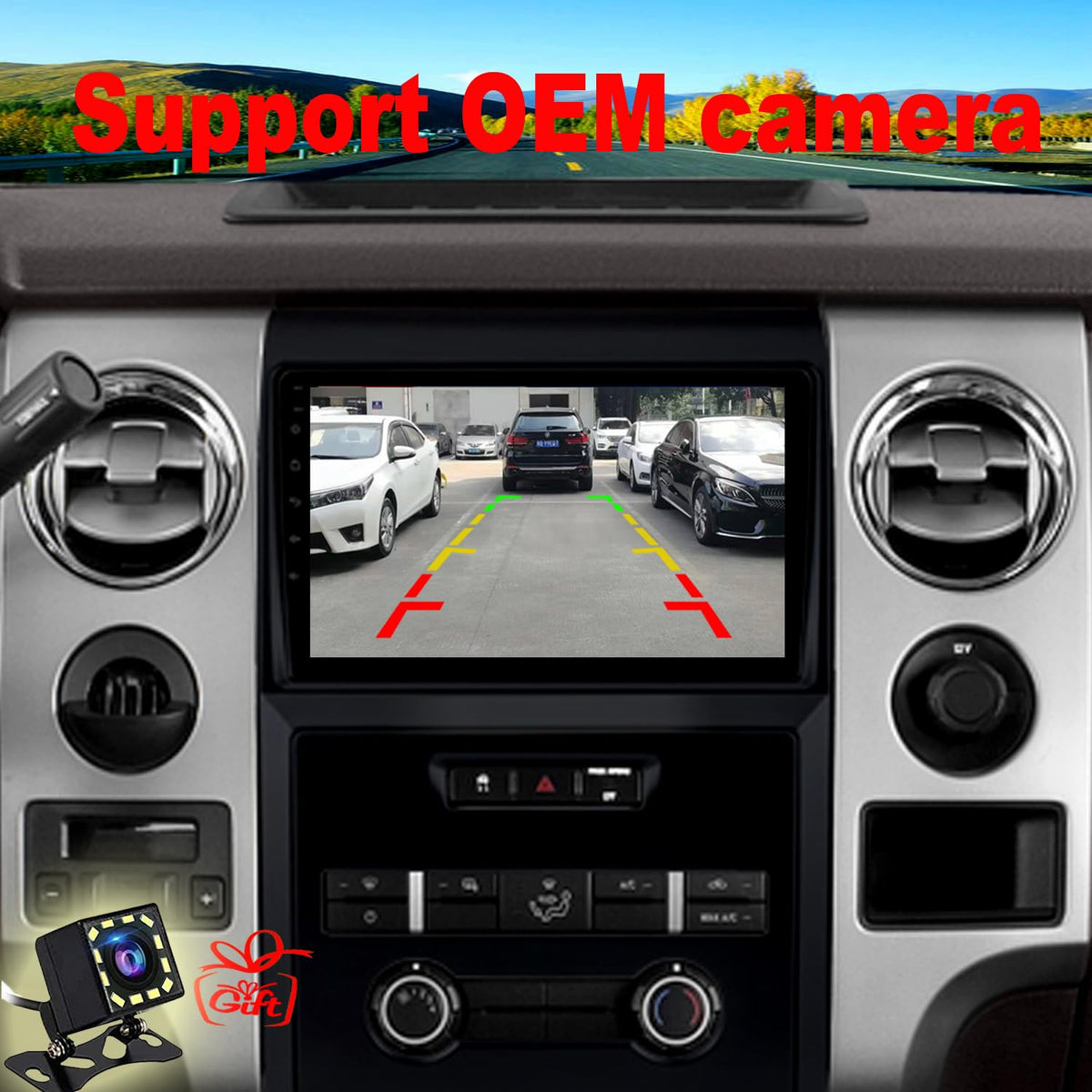 TOPDISPLAY 8-core Android radio with CarPlay and Android Auto connectivity.