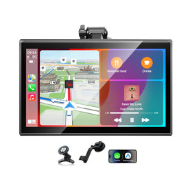 Topexplore 7-inch wireless CarPlay screen with magnetic mount for clutter-free dashboard navigation.
