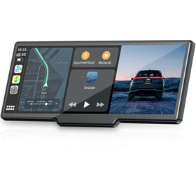 Topexplore 9.26-inch CarPlay screen with front dashcam for safer highway driving.