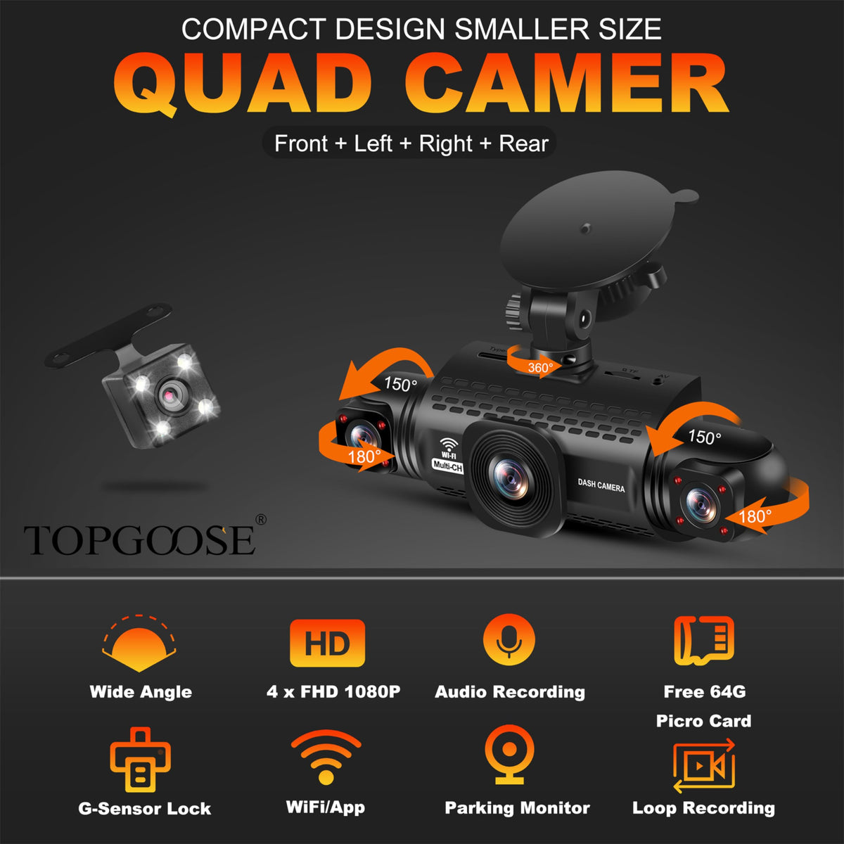TopGoose dash cam rear view captures tail-end details for safety review