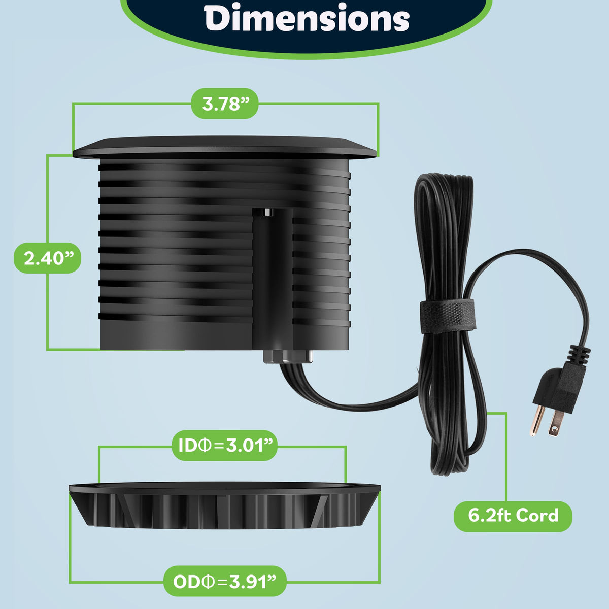 TOPGREENER unboxed unit with 6ft cord indicating ready-to-install convenience and components
