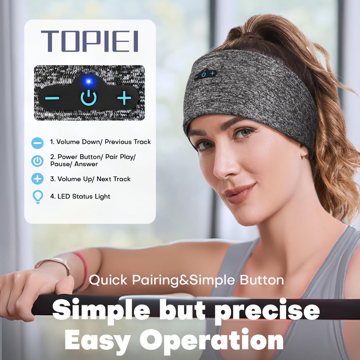 TOPIEI sleep headphones 17-hours battery keeps music and calls going