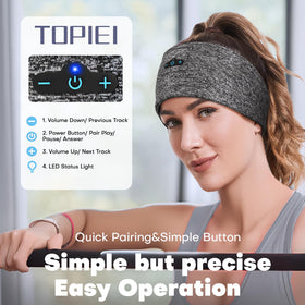 TOPIEI sleep headphones 17-hours battery keeps music and calls going