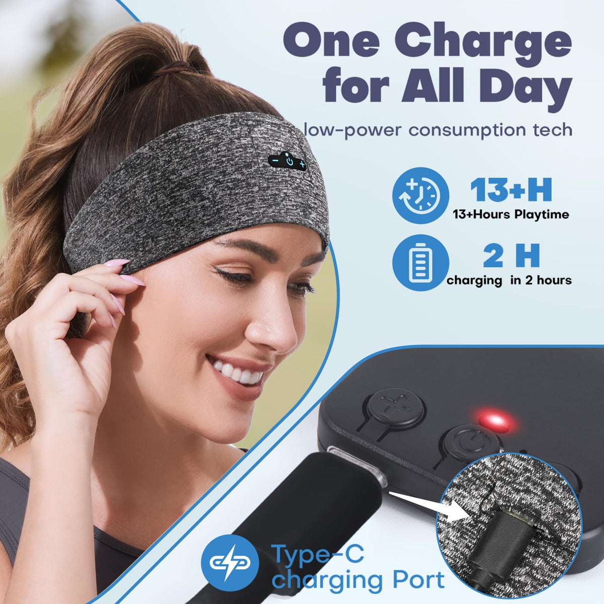 TOPIEI sleep headphones 30mm speakers for clear audio during workouts