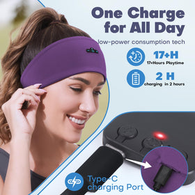 TOPIEI sleep headband purple front view for versatile workouts